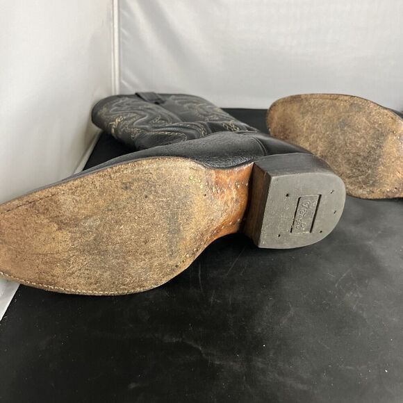 Rancho Mens Black Leather Western Boots Size US 8 EE Made In Mexico CM 27 EE - Picture 13 of 15